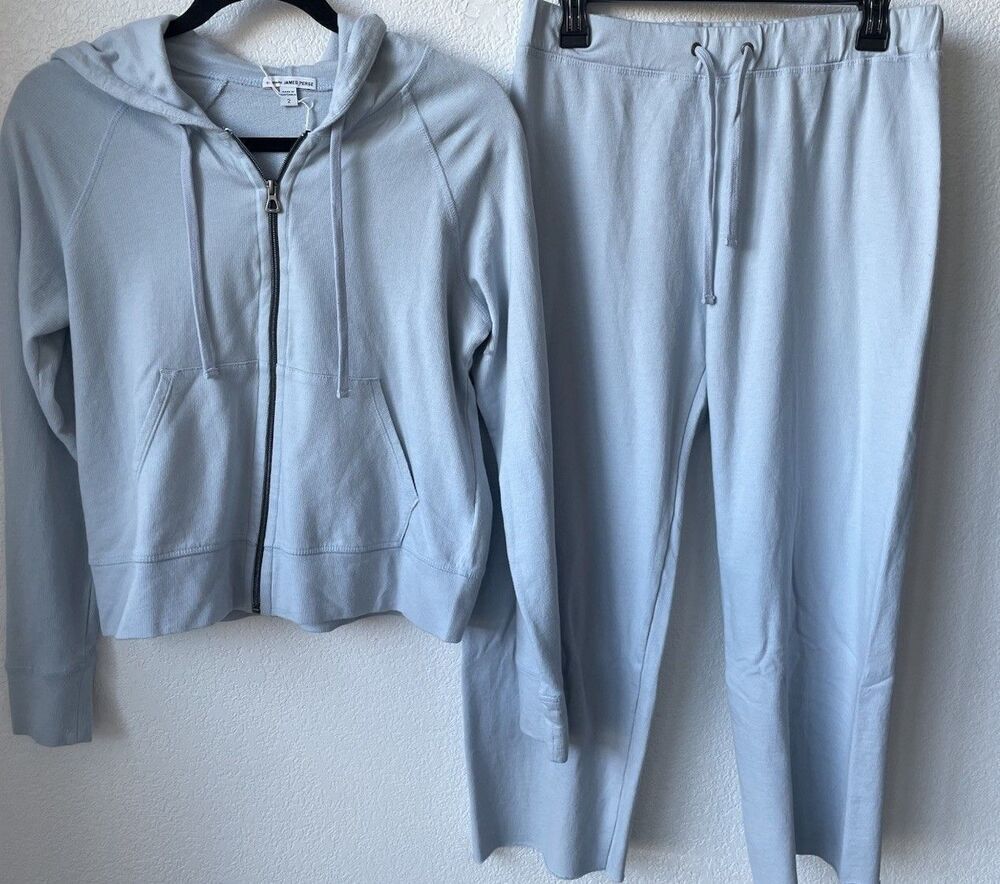 James Perse French Terry Ray Edge Sweatpants and Matching Jacket Hoodie 2 (Med) - Picture 4 of 6